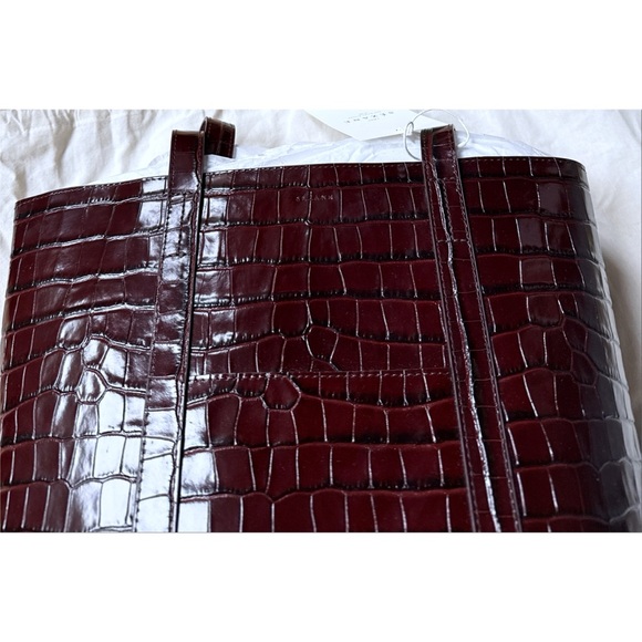 NWT Sezane The Tote Chocolate Crocodile Embossed Leather Large Tote Purse - Picture 5 of 10